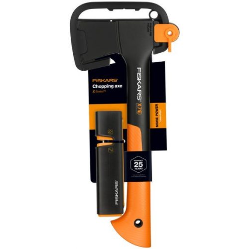 FISKARS X7 KEMPING FEJSZE + XSHARP FEJSZE- ÉS KÉSÉLEZŐ