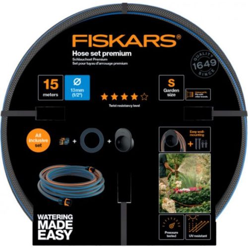 FISKARS COMFORT LOCSOLÓTÖMLŐ + TÁROLÓ SZETT 13 MM (1/2") 15 M Q4