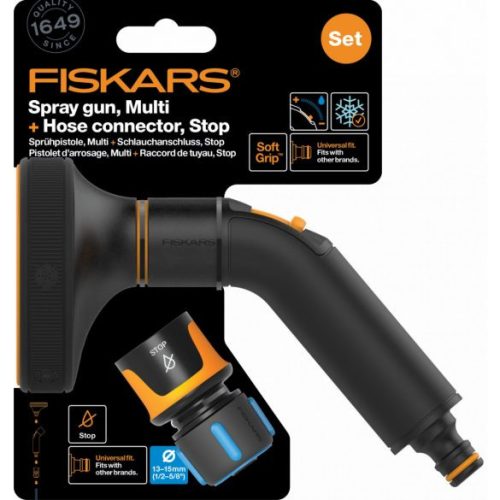 FISKARS COMFORT 5 FUNKCIÓS ÖNTÖZŐFEJ + GYORSCSATLAKOZÓ 13 MM (1/2") STOP