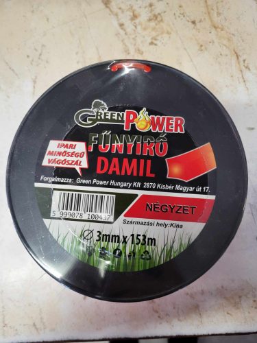 Fűkasza Damil 2,7 mm x 197 m Green Power Négyszögletes Alakkal